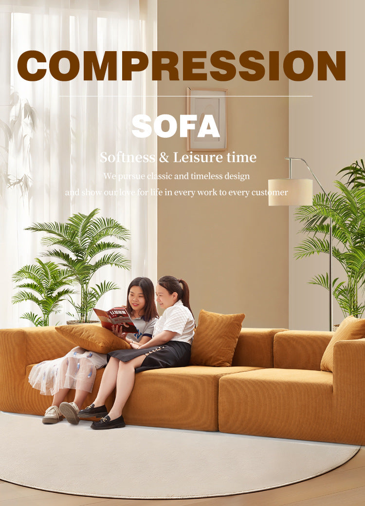 Full compression sofa, vacuum corduroy fabric sofa, home living room designer straight sofa NC264