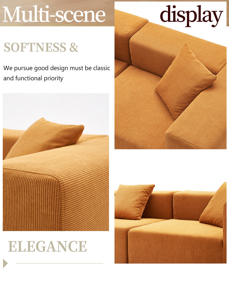 Full compression sofa, vacuum corduroy fabric sofa, home living room designer straight sofa NC264