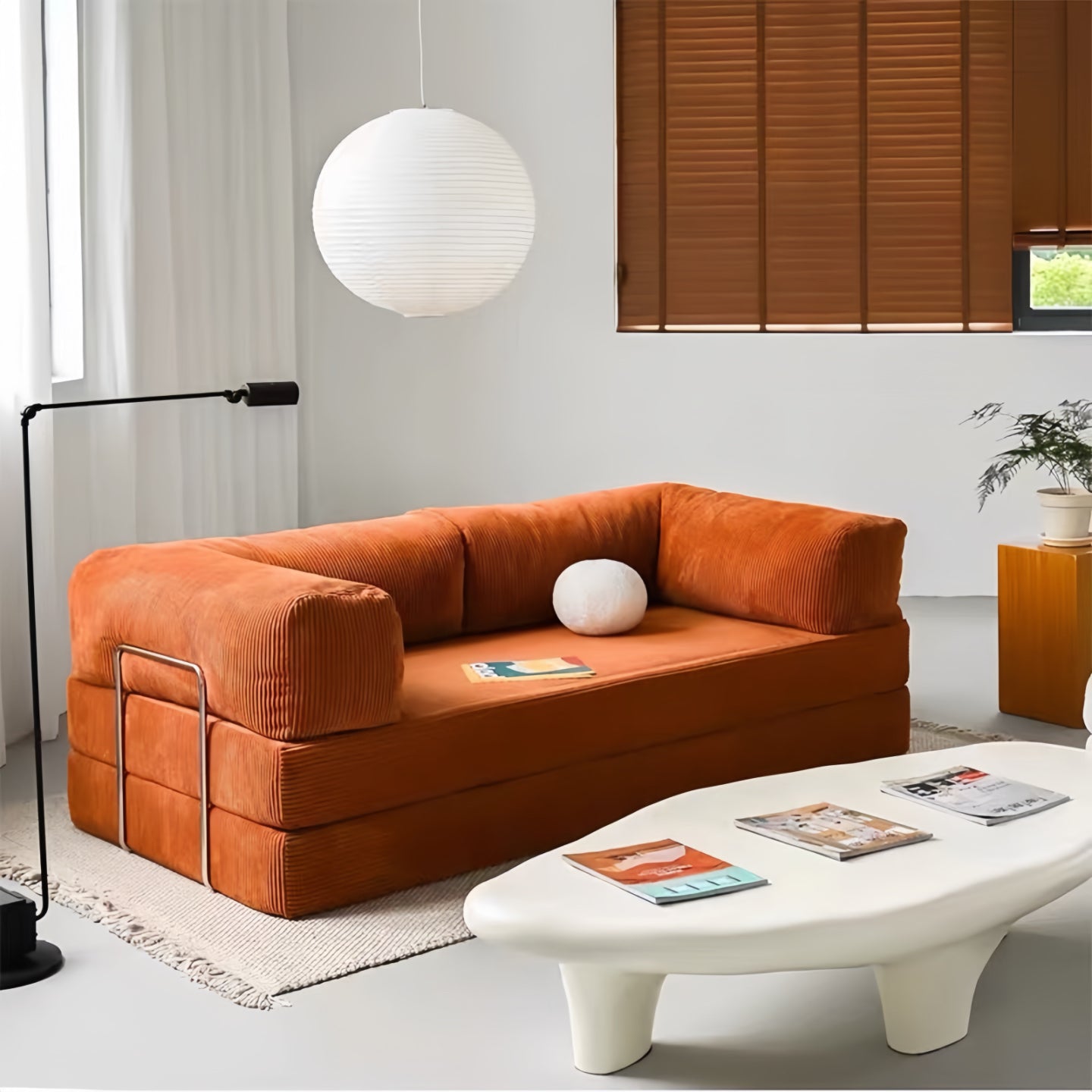 Vintage-style reversible sofa, compressible and foldable fabric sofa bed NC690