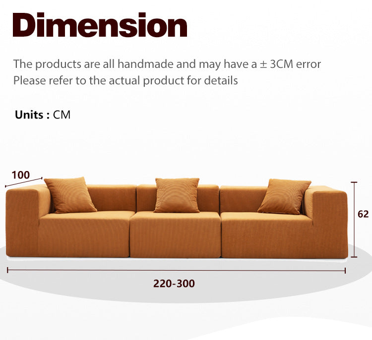 Full compression sofa, vacuum corduroy fabric sofa, home living room designer straight sofa NC264