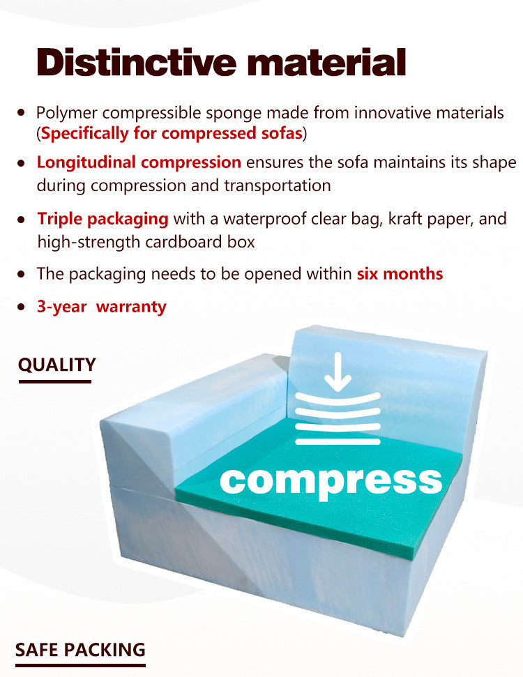 Full compression sofa, vacuum corduroy fabric sofa, home living room designer straight sofa NC264