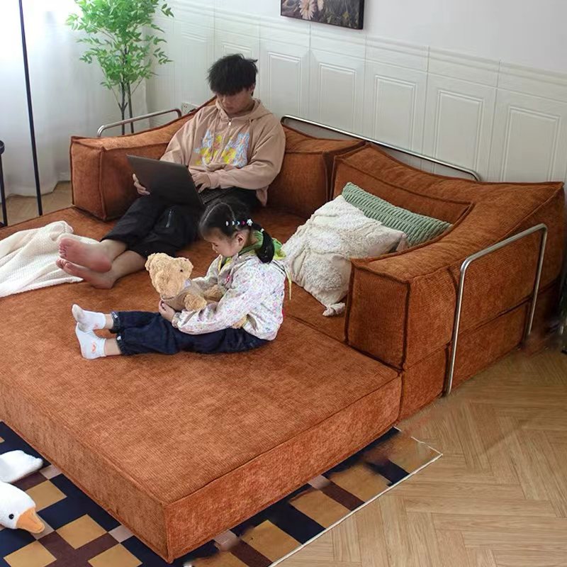 Pudding Compression Sofa Bed Dual-Use Retro Style Modular Folding Fabric Sofa NB-03