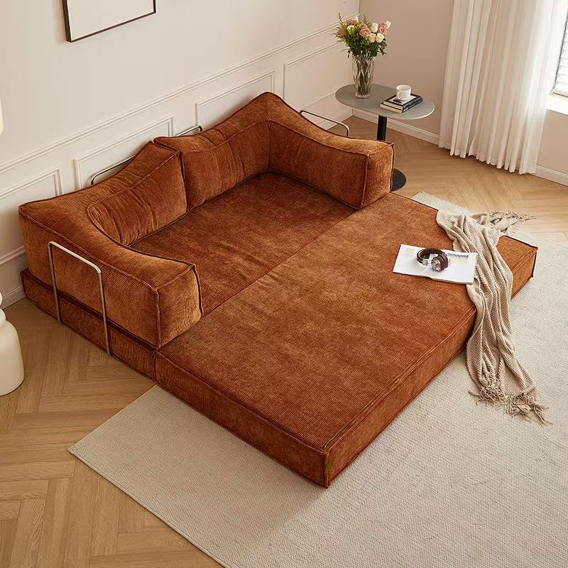 Pudding Compression Sofa Bed Dual-Use Retro Style Modular Folding Fabric Sofa NB-03