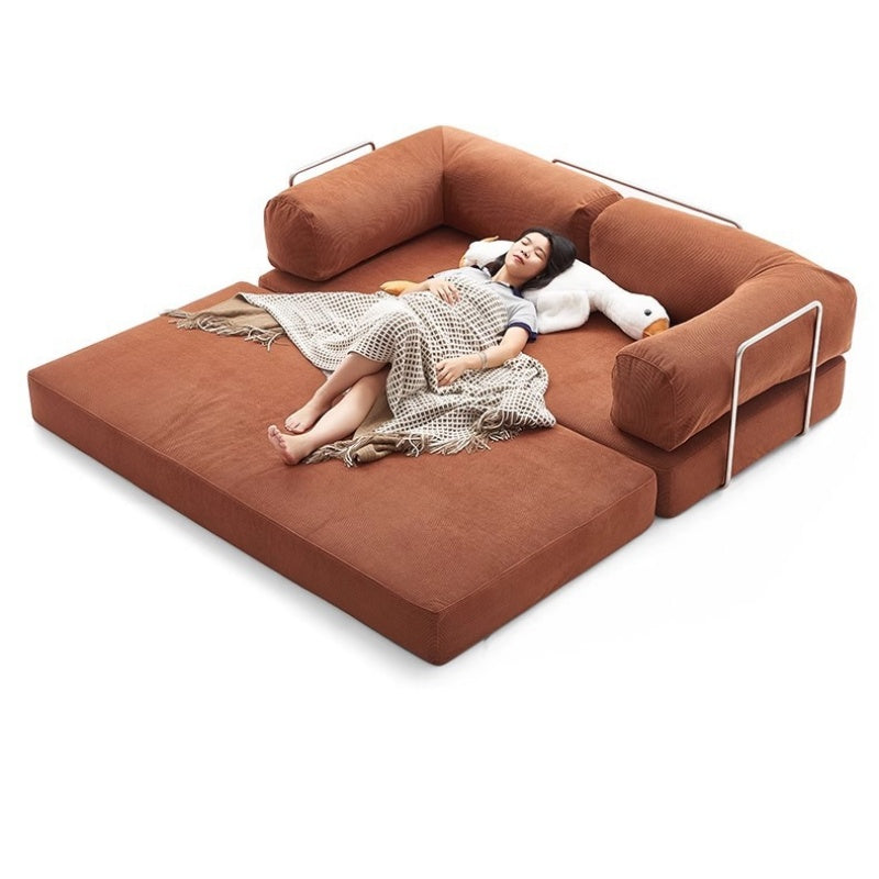 NC690 Vintage-style reversible sofa, compressible and foldable fabric sofa bed