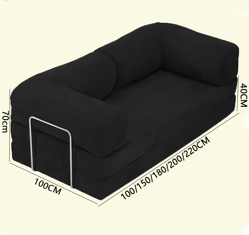 NC690 Vintage-style reversible sofa, compressible and foldable fabric sofa bed