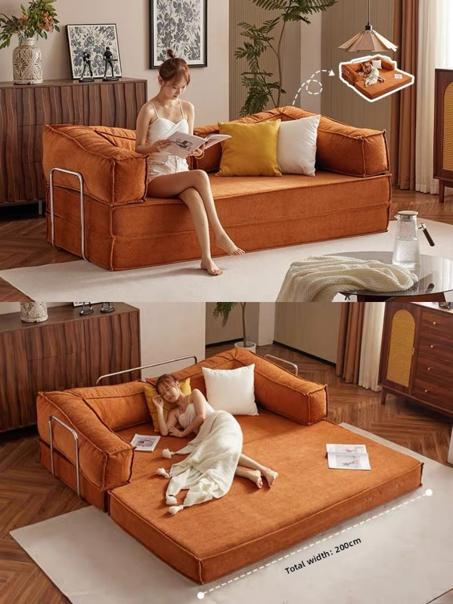 Pudding Compression Sofa Bed Dual-Use Retro Style Modular Folding Fabric Sofa NB-03