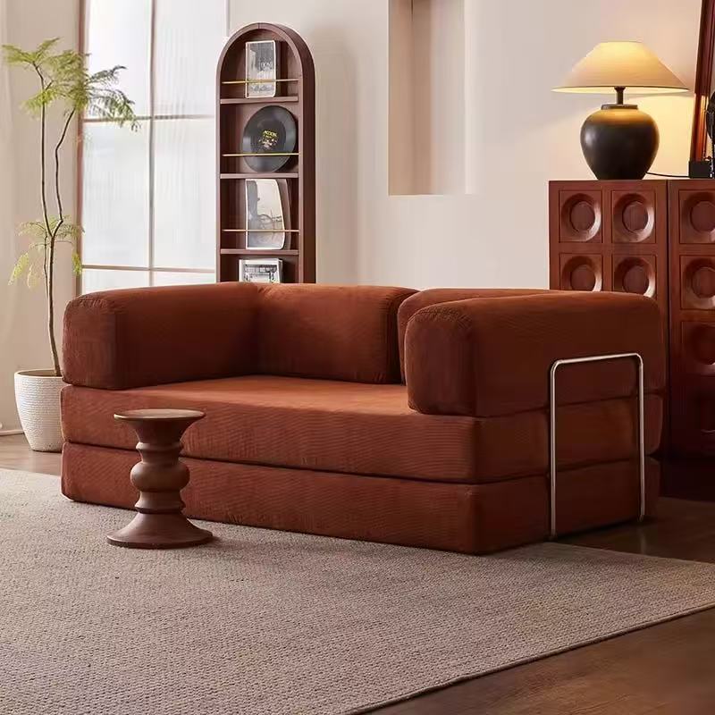 NC690 Vintage-style reversible sofa, compressible and foldable fabric sofa bed