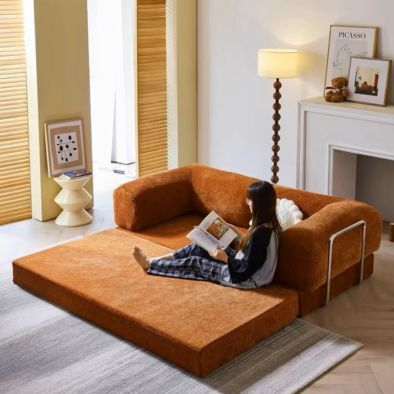 Pudding Compression Sofa Bed Dual-Use Retro Style Modular Folding Fabric Sofa NB-03