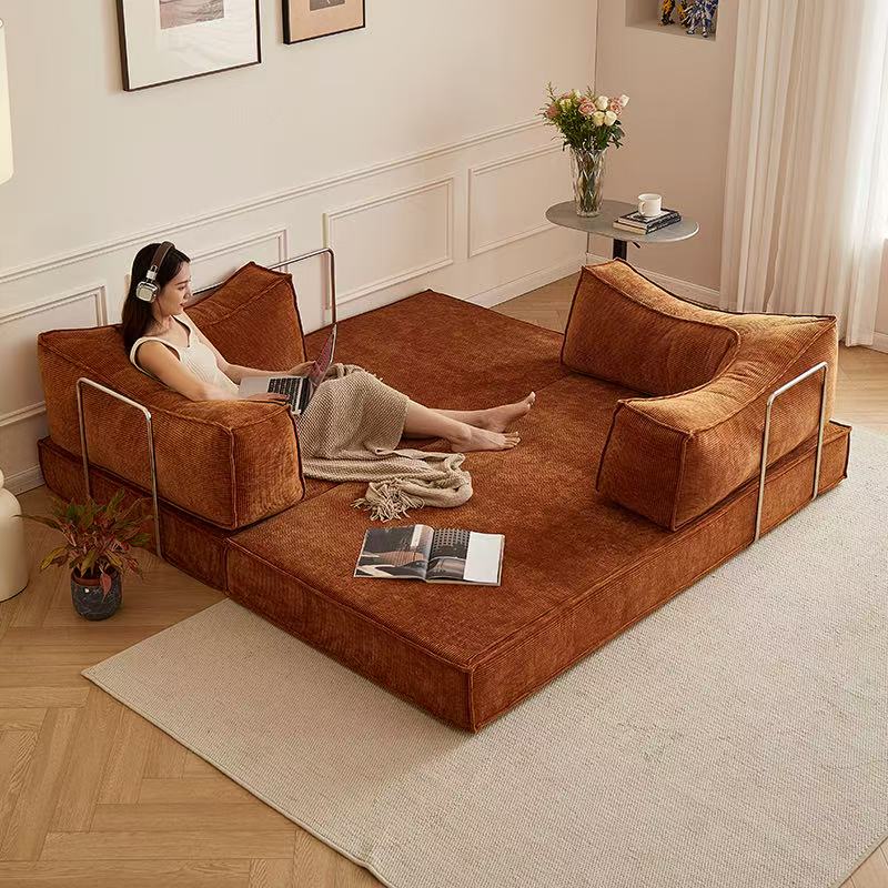 Pudding Compression Sofa Bed Dual-Use Retro Style Modular Folding Fabric Sofa NB-03
