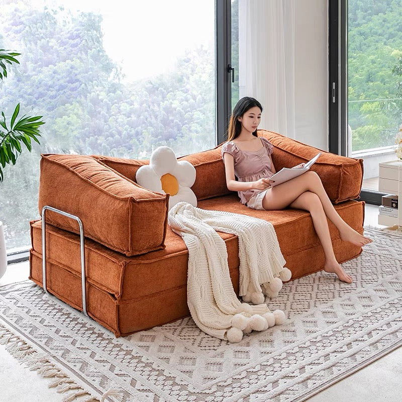 Pudding Compression Sofa Bed Dual-Use Retro Style Modular Folding Fabric Sofa NB-03