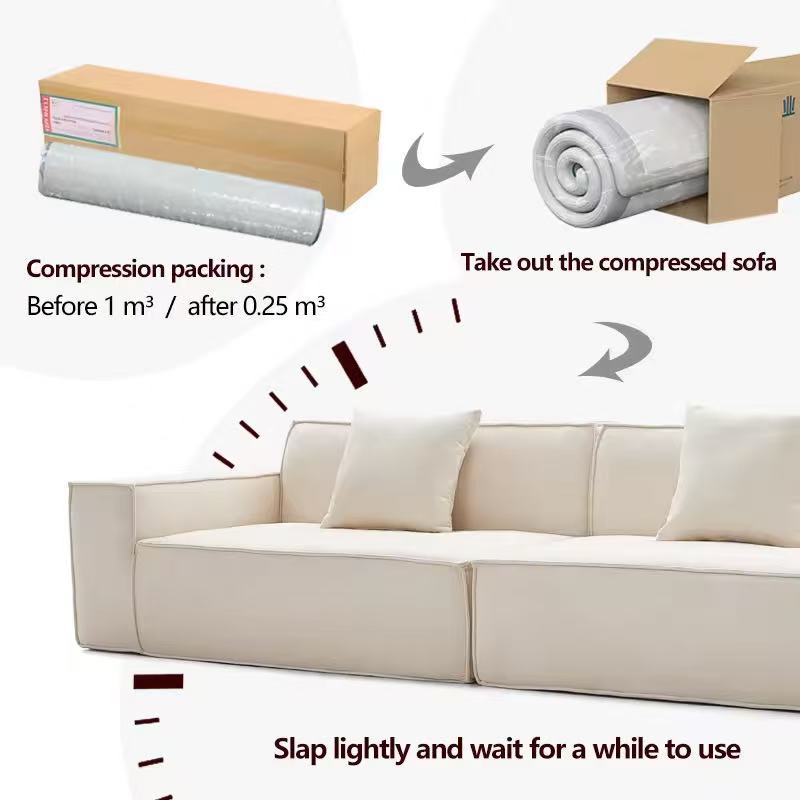 Minimalist modern small apartment sofa, cotton linen, no-wash, technical fabric, compressed sofa NC624