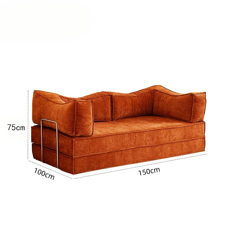 Pudding sofa bed dual-use vintage style small apartment living room double three-seater retro modular folding fabric sofa NB-01