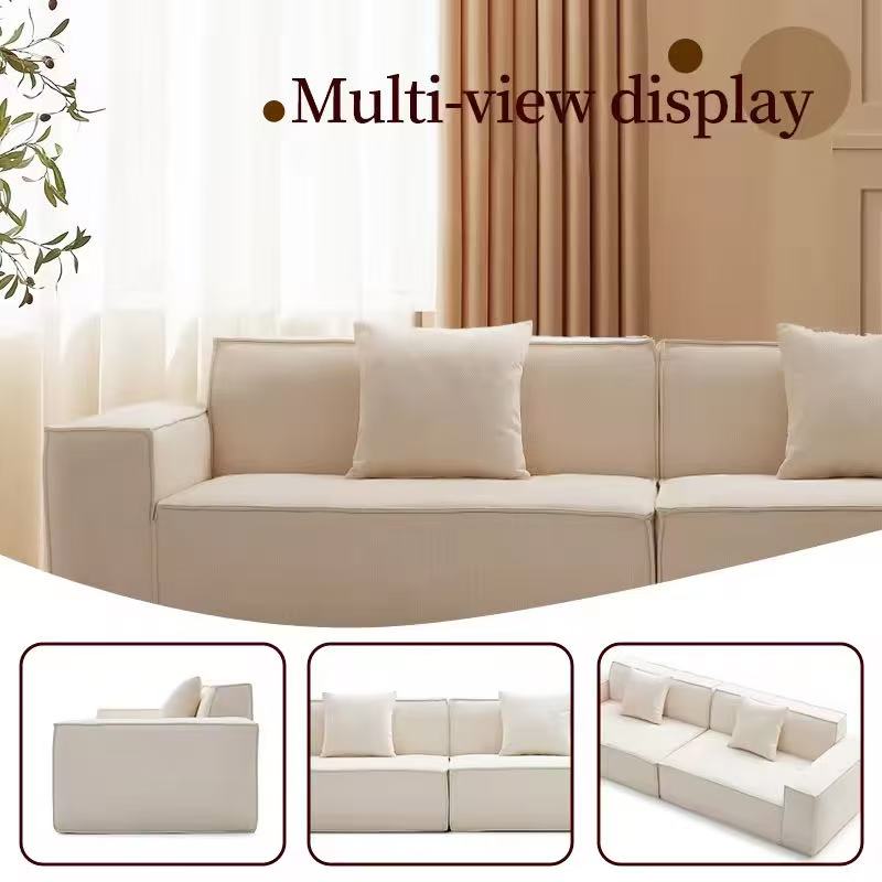 Minimalist modern small apartment sofa, cotton linen, no-wash, technical fabric, compressed sofa NC624