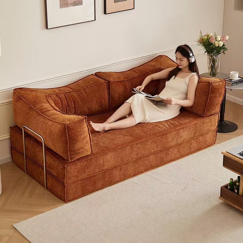 Pudding Compression Sofa Bed Dual-Use Retro Style Modular Folding Fabric Sofa NB-03