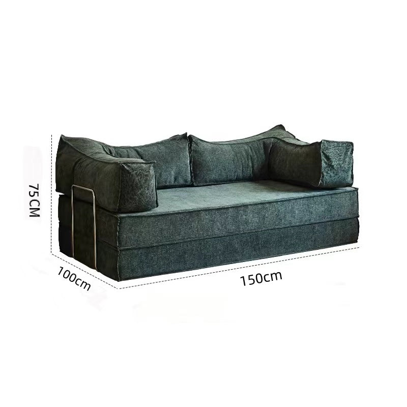 Pudding sofa bed dual-use vintage style small apartment living room double three-seater retro modular folding fabric sofa NB-01